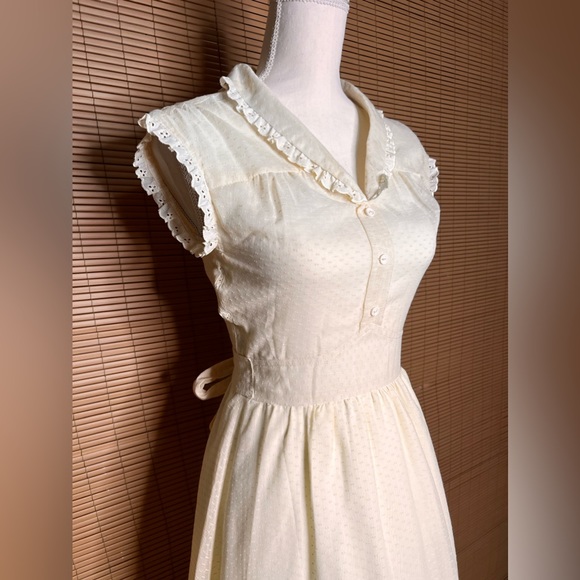 Terri Juniors Vintage Cream Prairie Cottage Core Pairie Maxi Dress - Picture 3 of 8